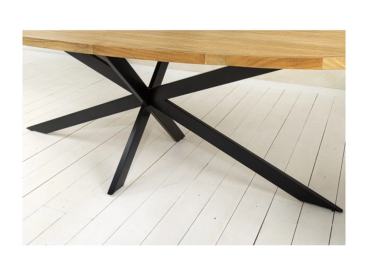 Table SOLARA – Ovalada 240 cm – Madera maciza de mango barnizada y patas de metal – Estilo industrial