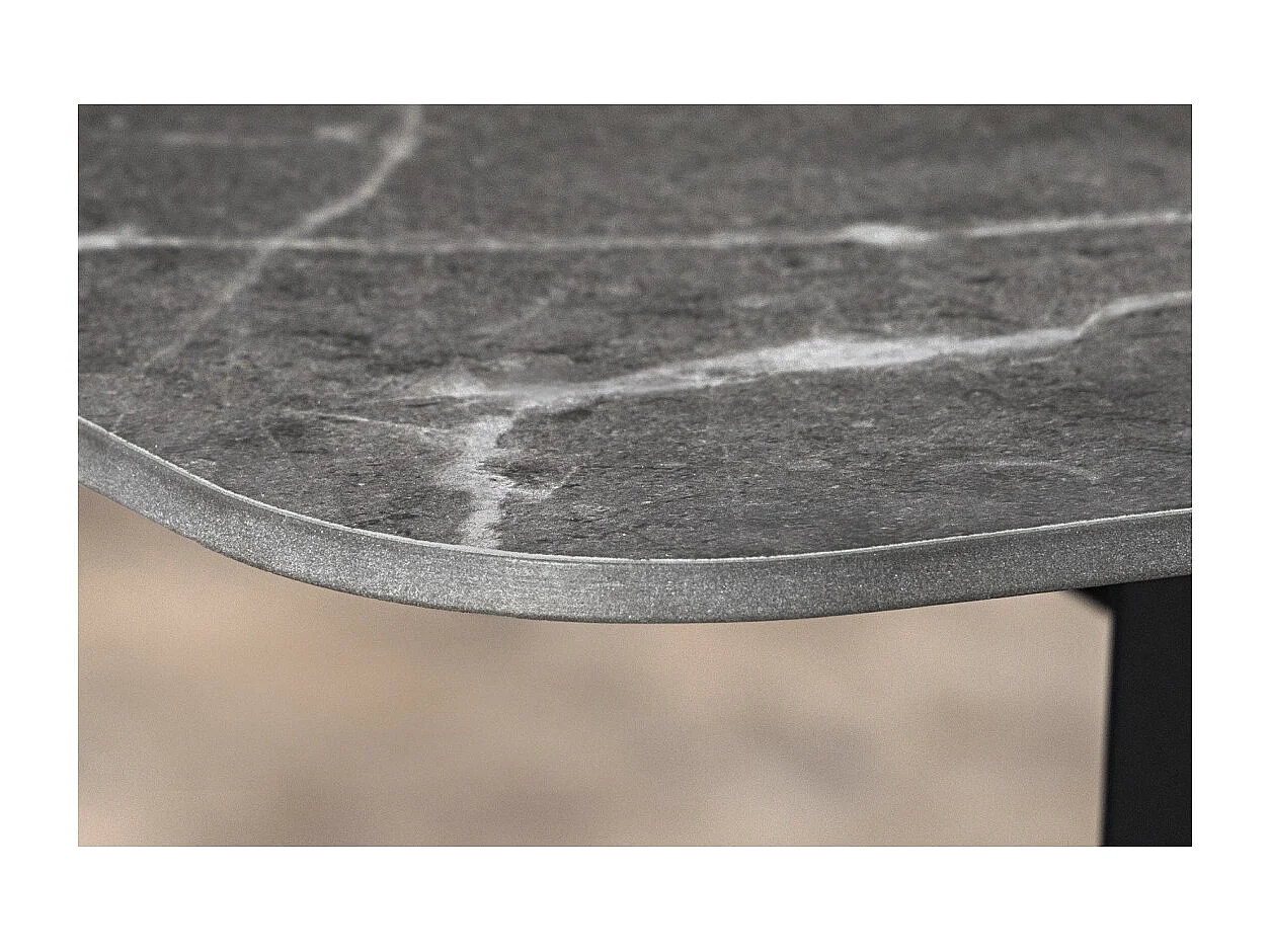 Table HEXA – Rectangulaire 180 cm – Plateau céramique effet marbre anthracite – Pieds métal – Style moderne