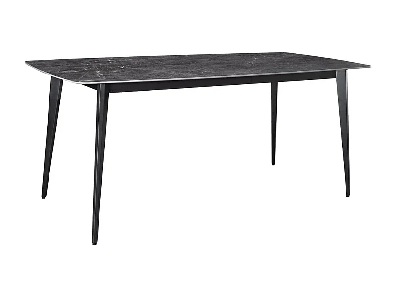 Table HEXA – Rectangulaire 180 cm – Plateau céramique effet marbre anthracite – Pieds métal – Style moderne