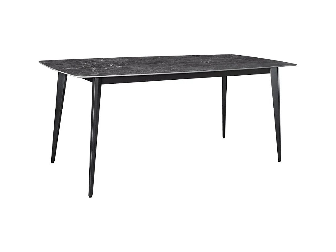 Table HEXA – Rectangulaire 160 cm – Plateau céramique effet marbre anthracite – Pieds métal – Style moderne