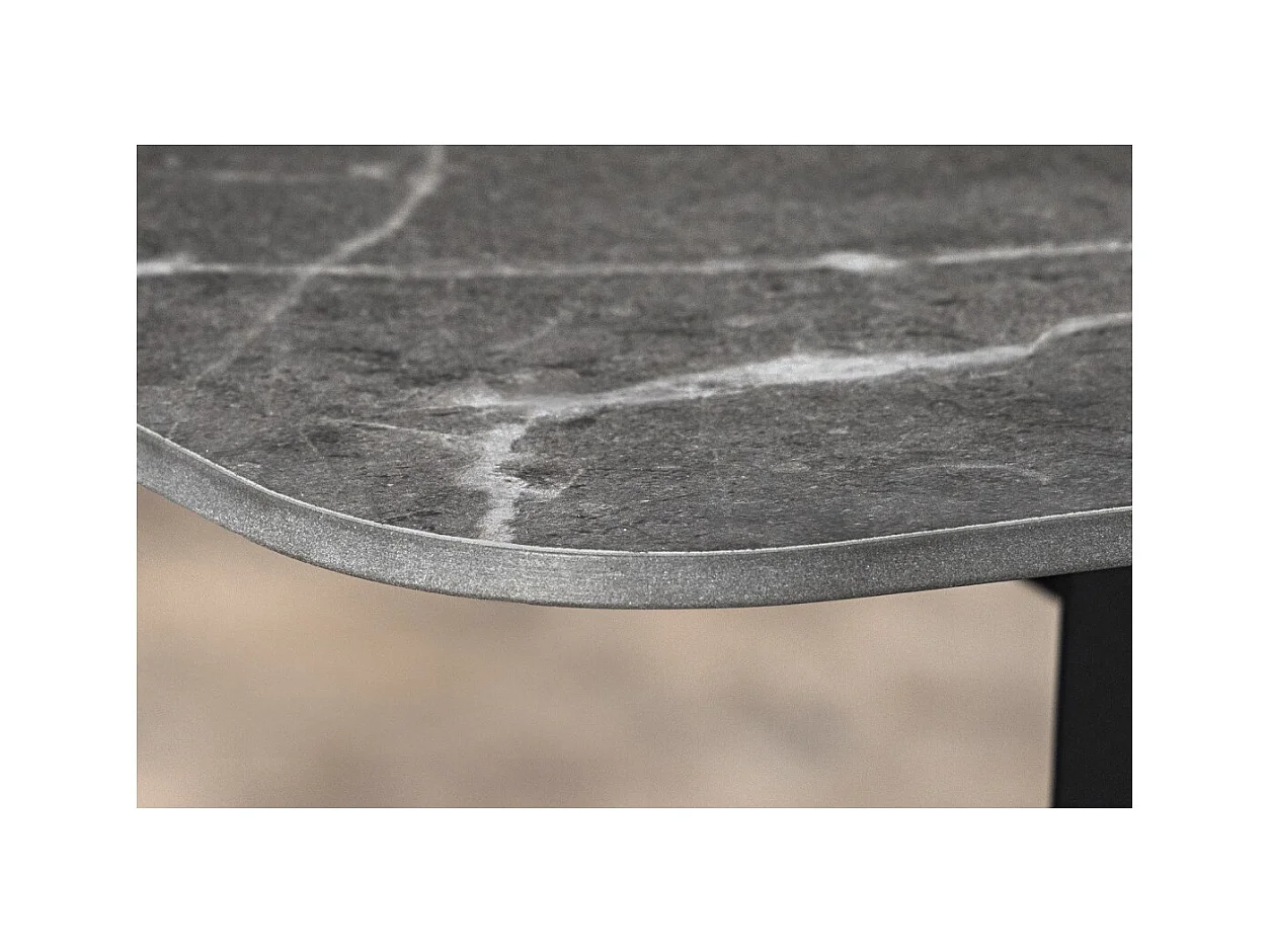 Table HEXA – Rectangulaire 160 cm – Plateau céramique effet marbre anthracite – Pieds métal – Style moderne