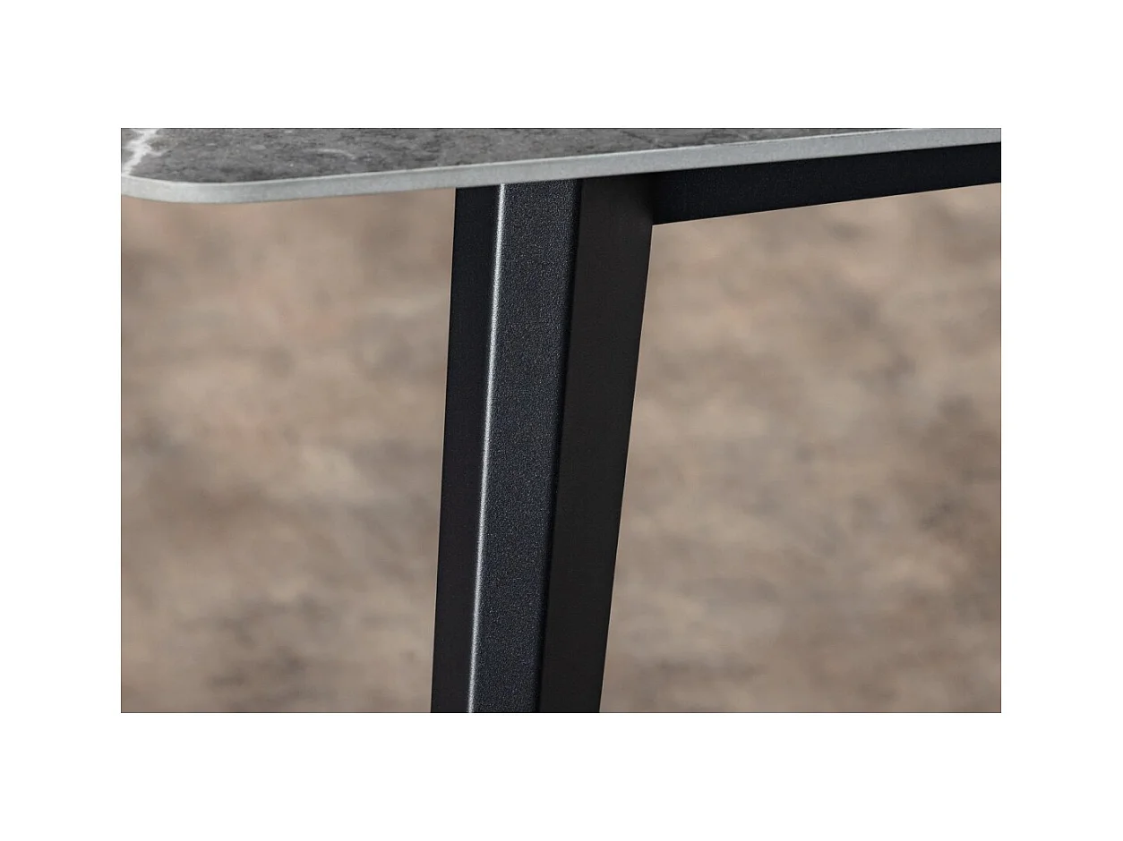 Table HEXA – Rectangulaire 160 cm – Plateau céramique effet marbre anthracite – Pieds métal – Style moderne