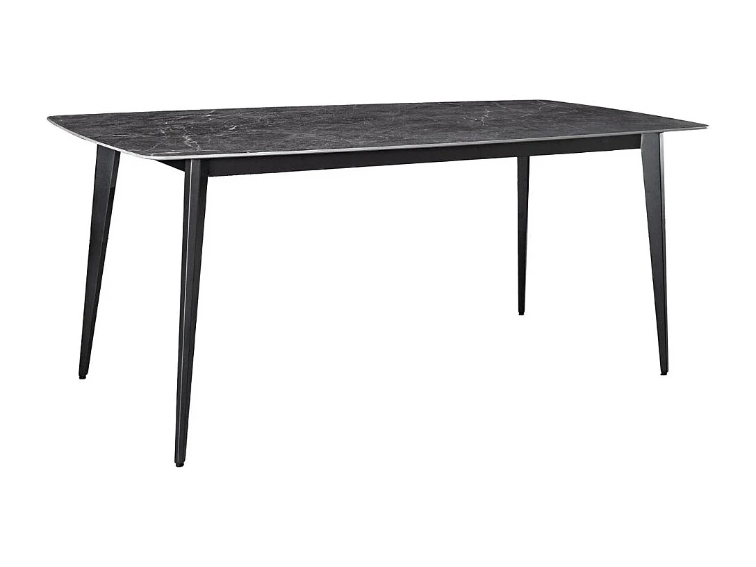 Table HEXA – Rectangulaire 160 cm – Plateau céramique effet marbre anthracite – Pieds métal – Style moderne