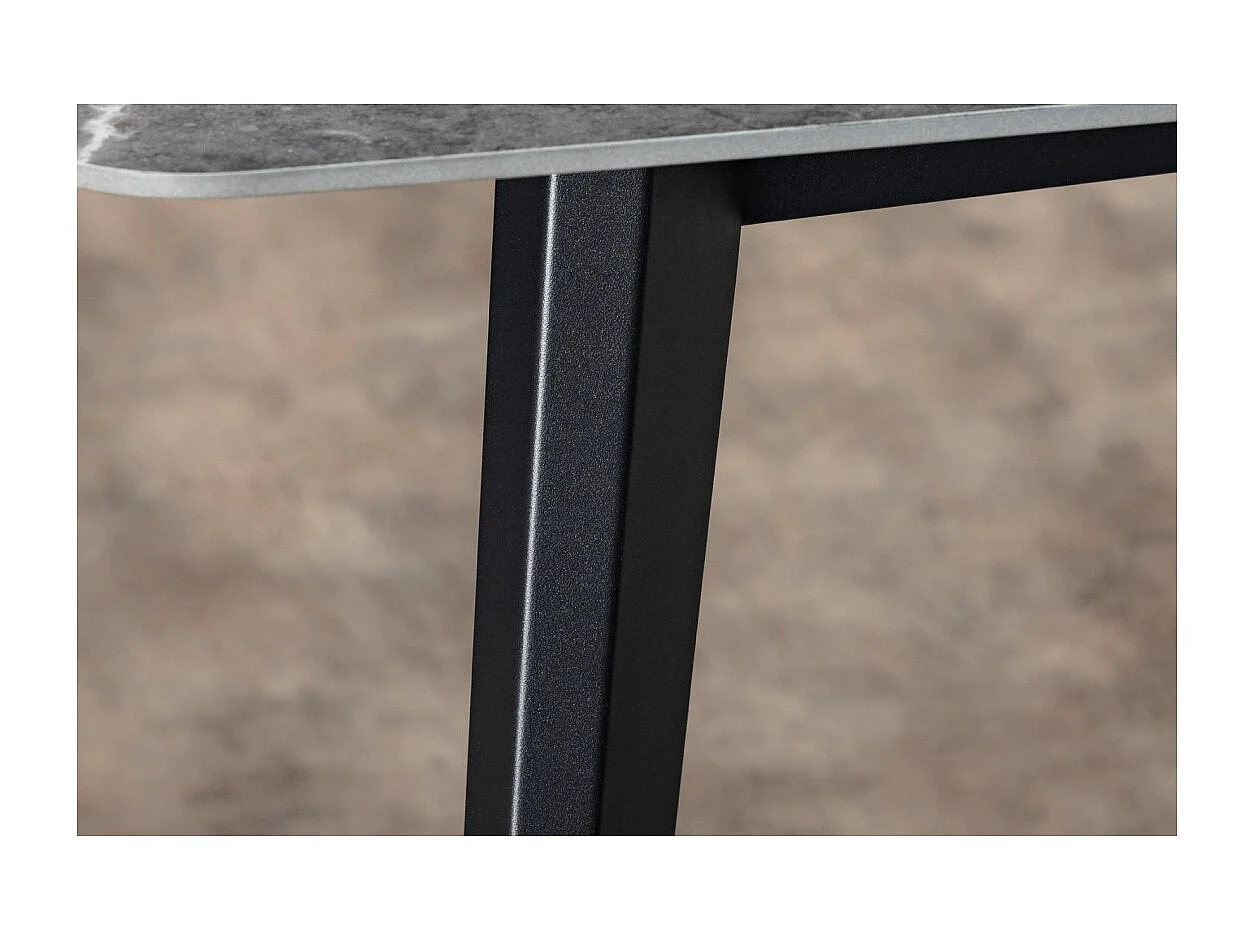 Table HEXA – Rectangulaire 160 cm – Plateau céramique effet marbre anthracite – Pieds métal – Style moderne