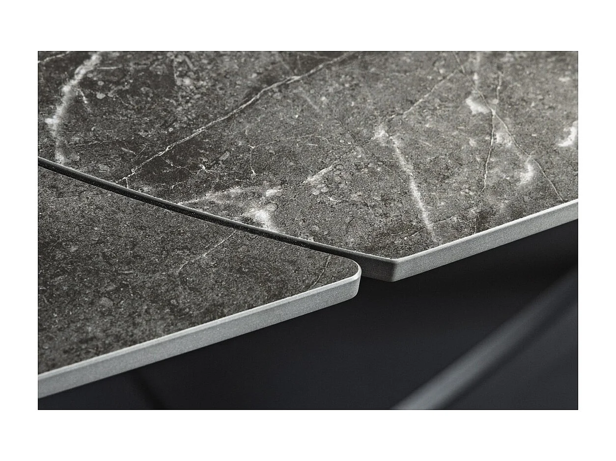 Table ATONIA – Ovale extensible 130 à 190 cm – Plateau céramique effet marbre anthracite – Pieds métal – Style moderne