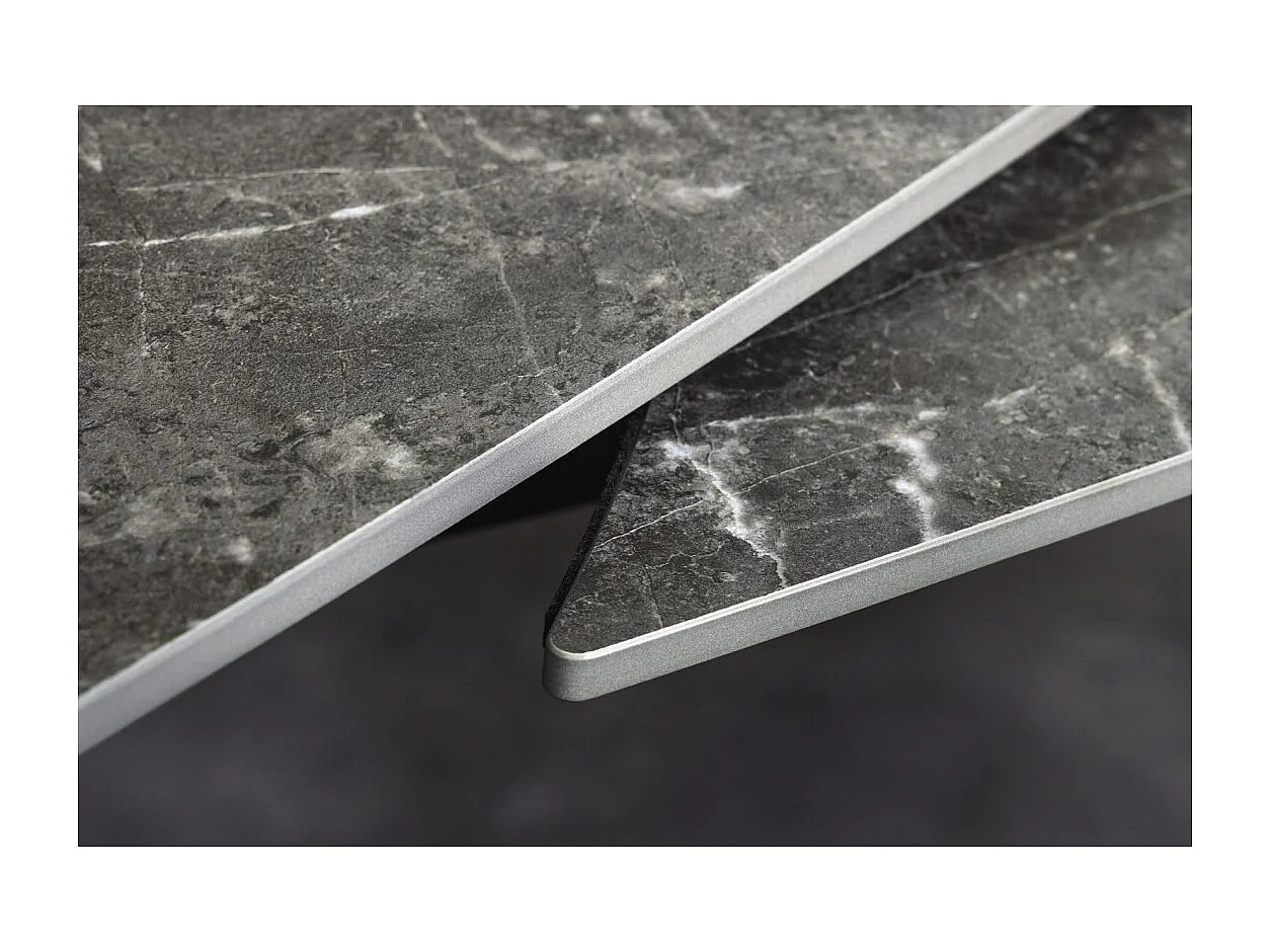 Table ATONIA – Ovale extensible 130 à 190 cm – Plateau céramique effet marbre anthracite – Pieds métal – Style moderne