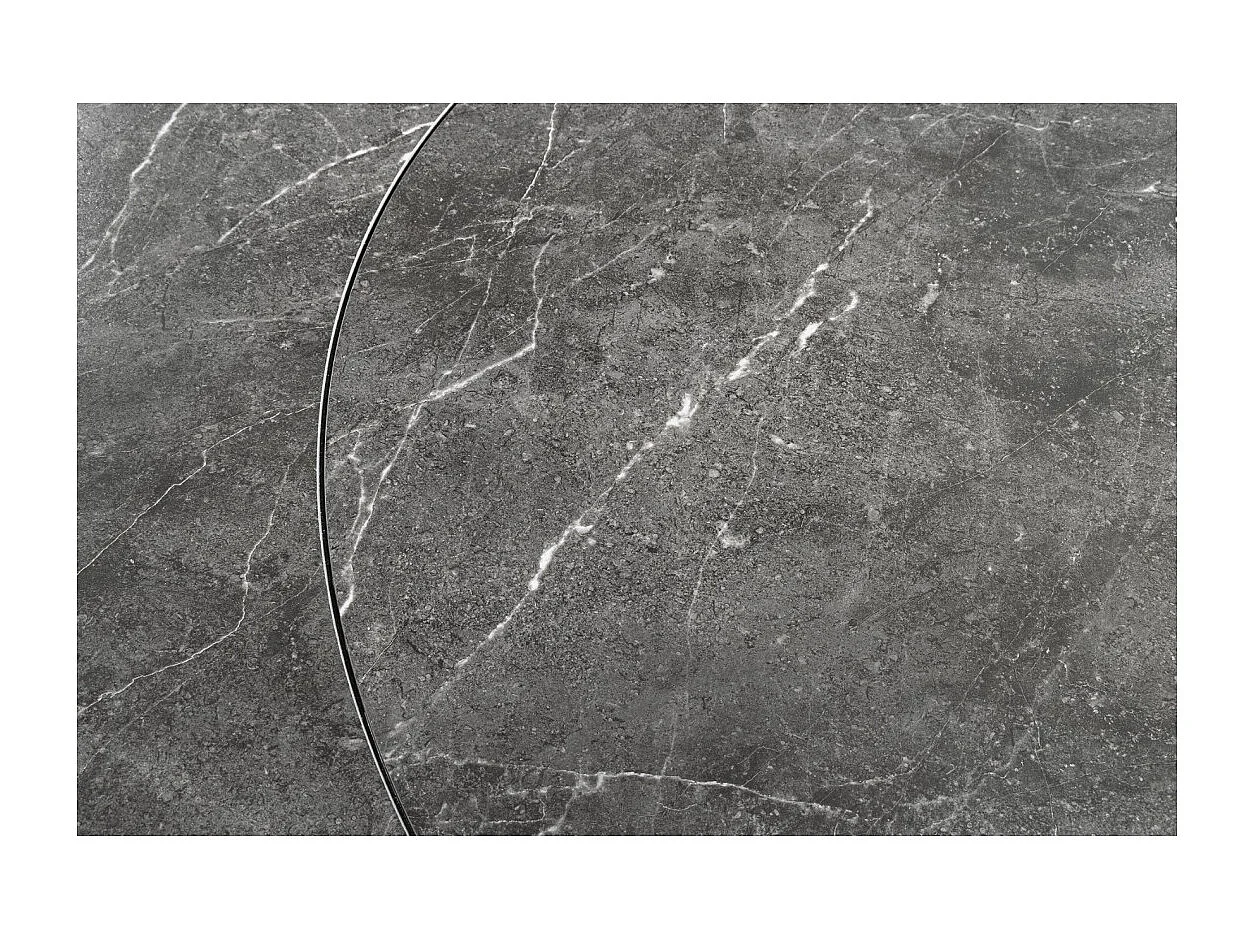 Table ATONIA – Ovale extensible 130 à 190 cm – Plateau céramique effet marbre anthracite – Pieds métal – Style moderne