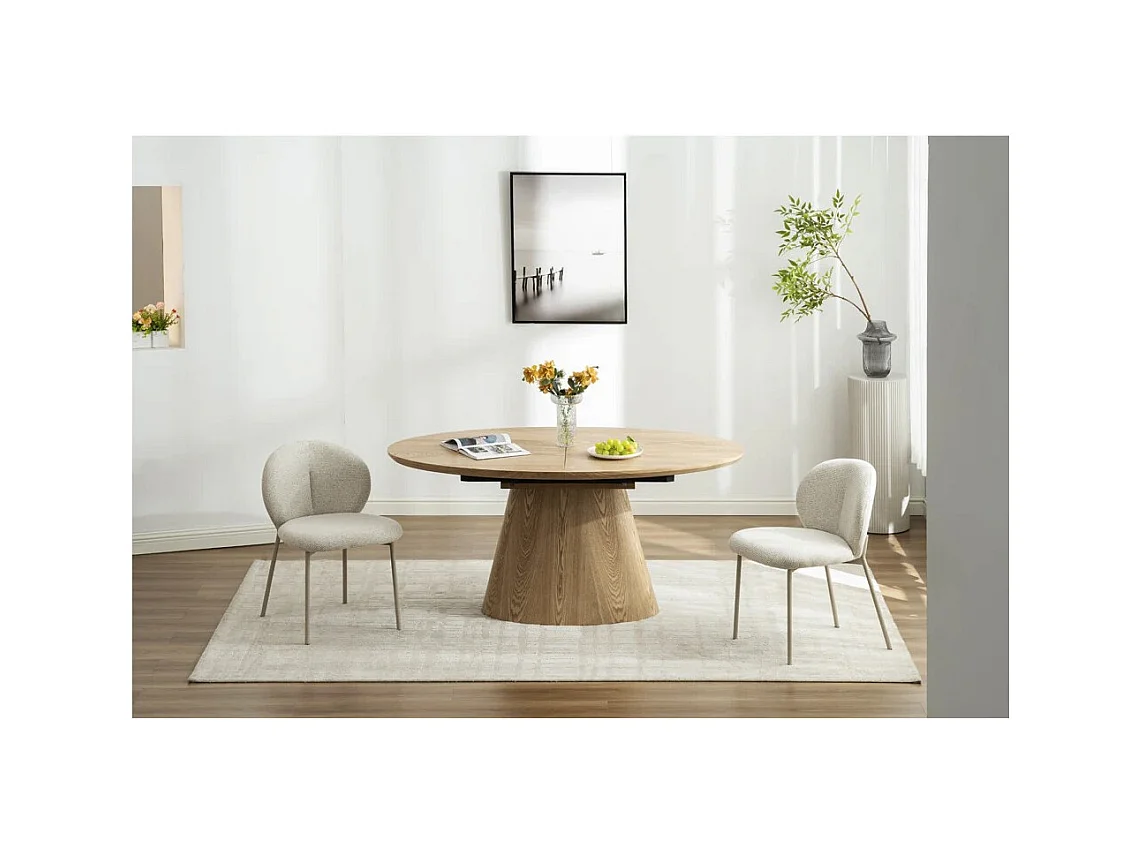 Table de salle à manger LUMEA – Ovale extensible 160 à 200 cm – Aspect bois – Style rustique