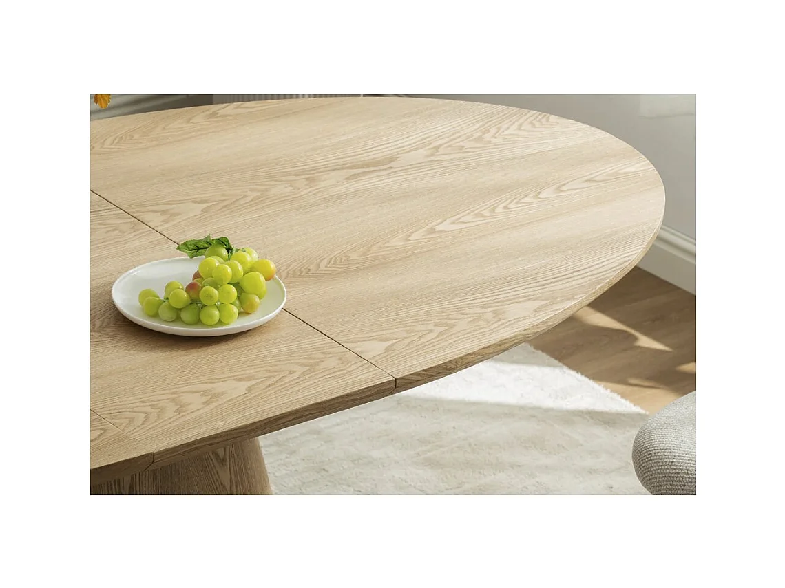 Table de salle à manger LUMEA – Ovale extensible 160 à 200 cm – Aspect bois – Style rustique