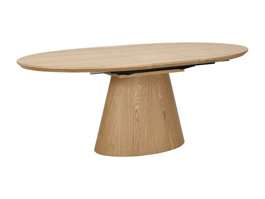Table de salle à manger LUMEA – Ovale extensible 160 à 200 cm – Aspect bois – Style rustique