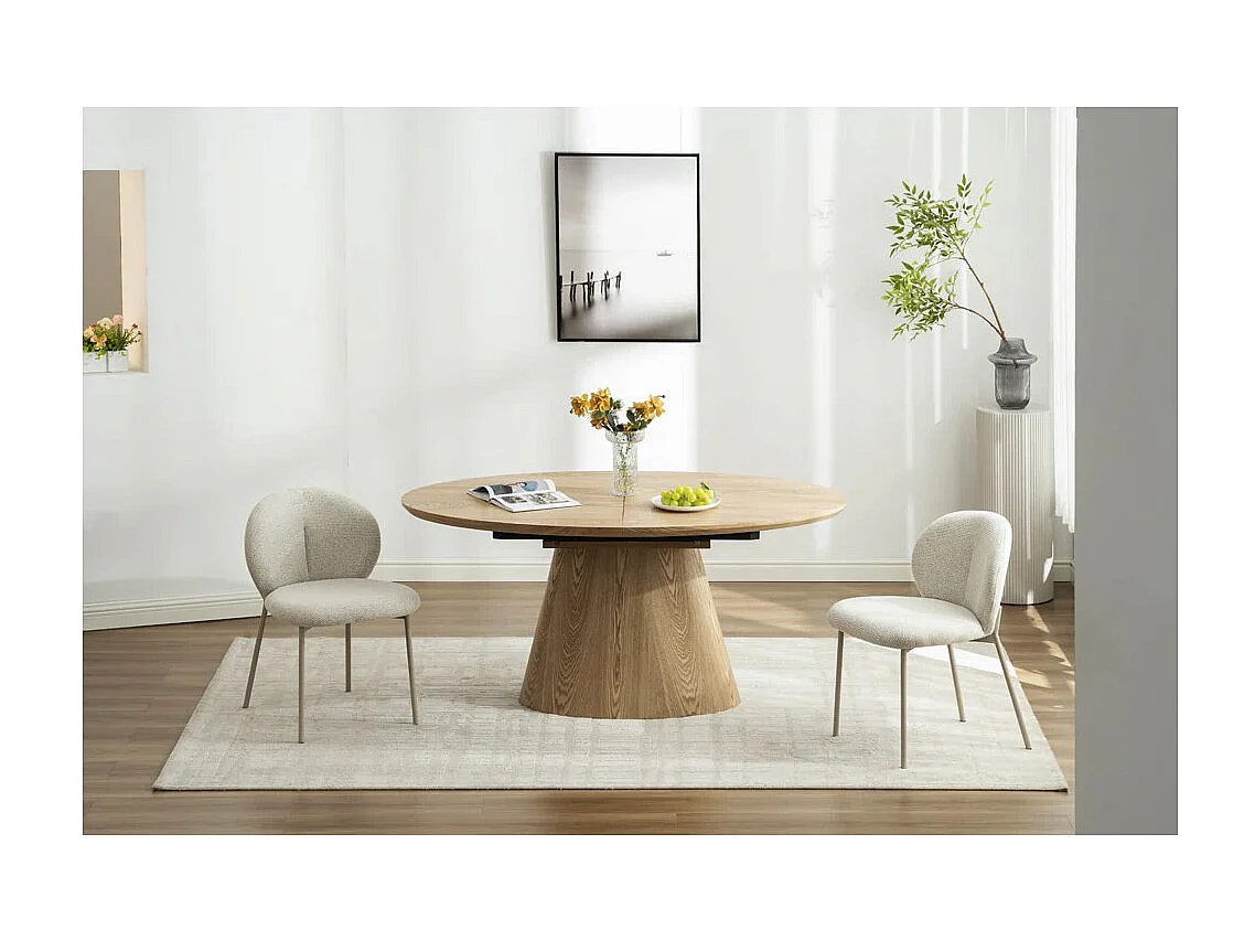 Table de salle à manger LUMEA – Ovale extensible 160 à 200 cm – Aspect bois – Style rustique