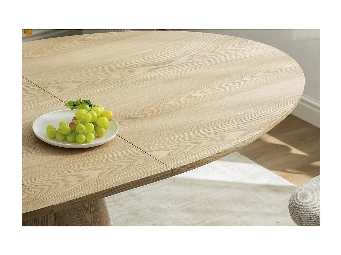 Table de salle à manger LUMEA – Ovale extensible 160 à 200 cm – Aspect bois – Style rustique