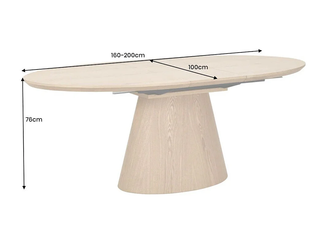 Table de salle à manger LUMEA – Ovale extensible 160 à 200 cm – Aspect bois – Style rustique