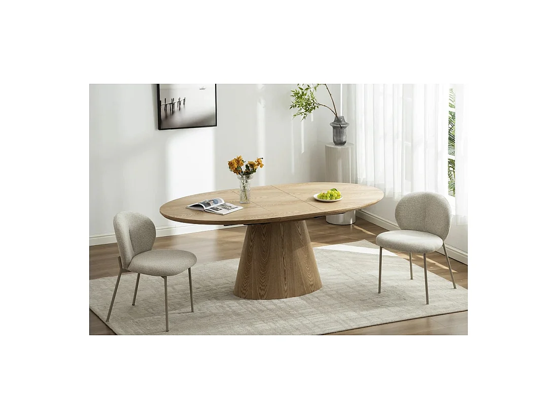 Table de salle à manger LUMEA – Ovale extensible 160 à 200 cm – Aspect bois – Style rustique