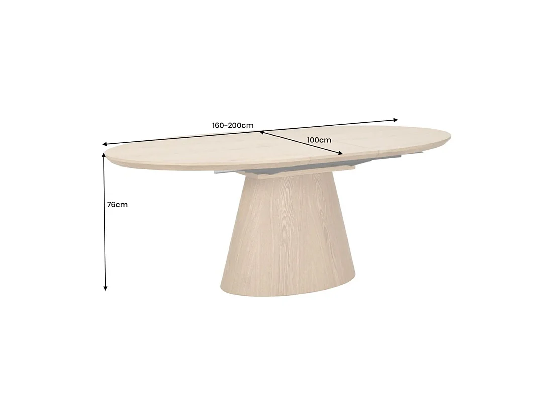 Table de salle à manger LUMEA – Ovale extensible 160 à 200 cm – Aspect bois – Style rustique