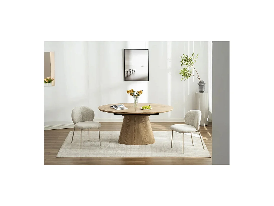Table de salle à manger LUMEA – Ovale extensible 160 à 200 cm – Aspect bois – Style rustique