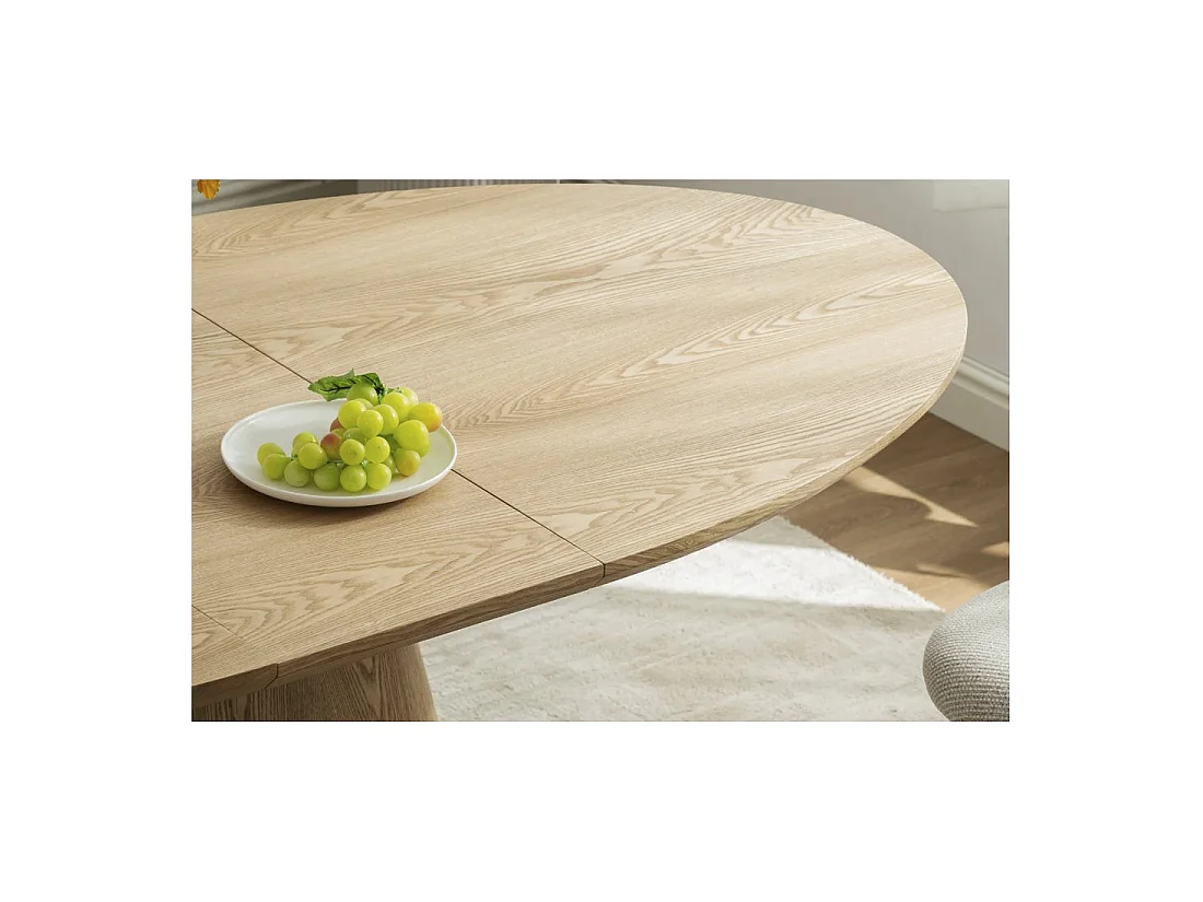Table de salle à manger LUMEA – Ovale extensible 160 à 200 cm – Aspect bois – Style rustique