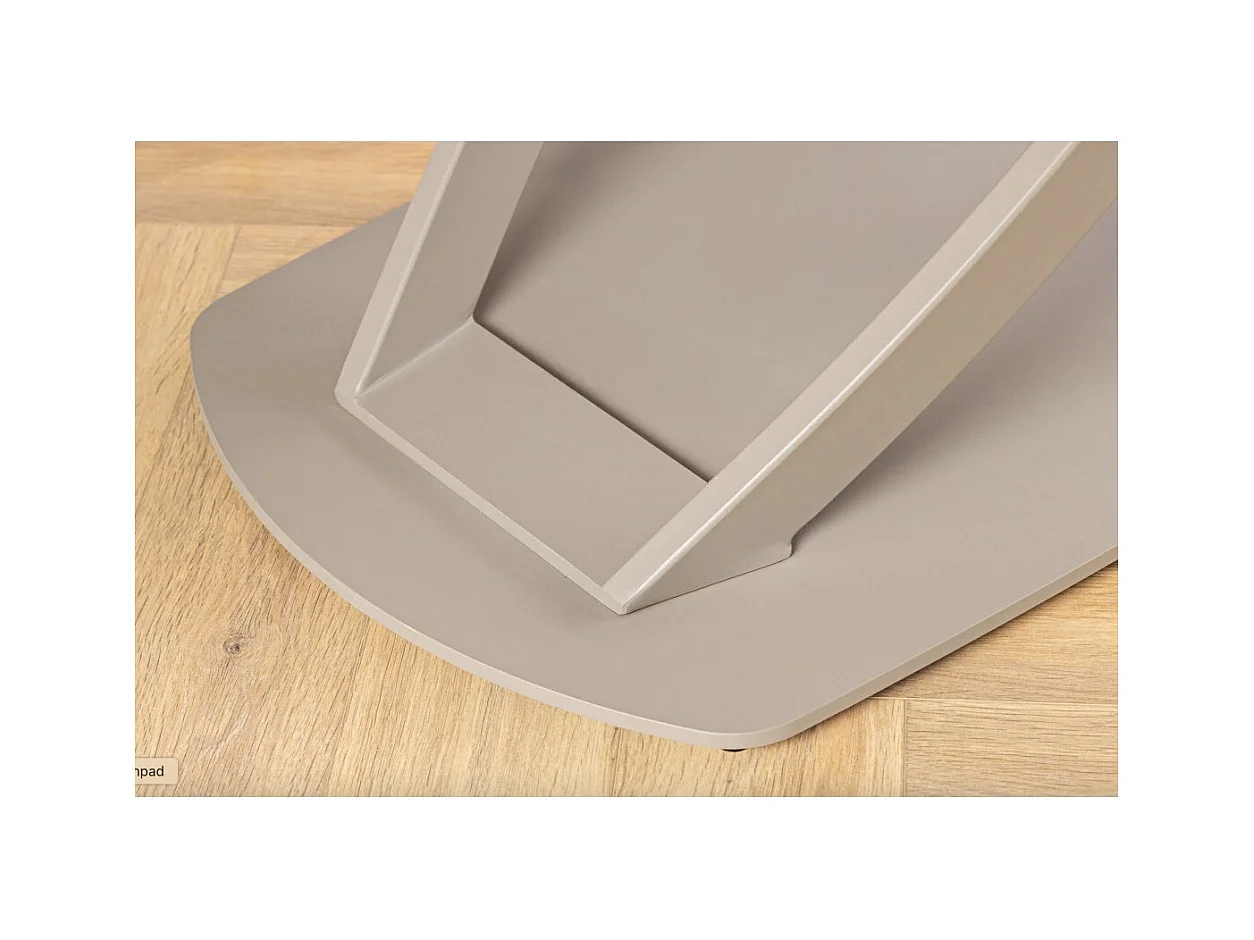 Table ATONIA – Ovale extensible 130 à 190 cm – Plateau céramique effet marbre beige – Pieds métal – Style moderne