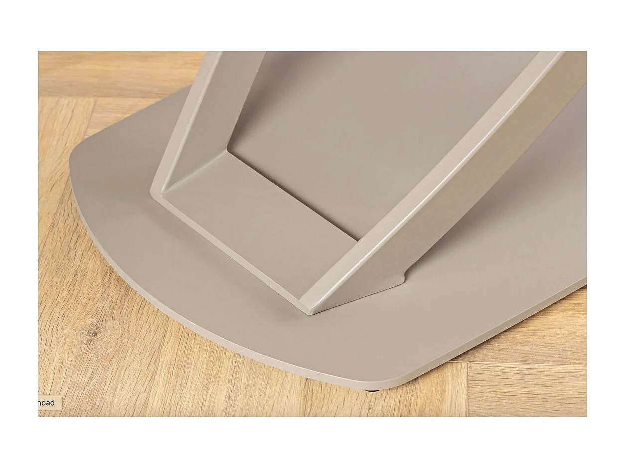 Table ATONIA – Ovale extensible 130 à 190 cm – Plateau céramique effet marbre beige – Pieds métal – Style moderne