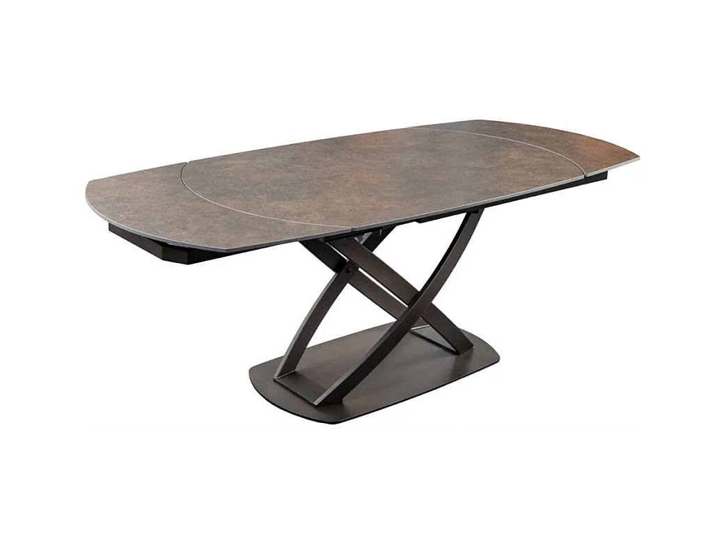 Table ATONIA – Ovale extensible 130 à 190 cm – Plateau céramique effet marbre bronze – Pieds métal – Style moderne