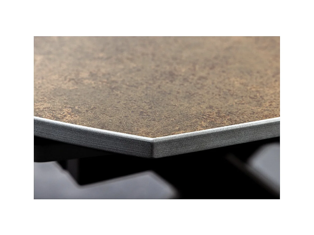 Table ATONIA – Ovale extensible 130 à 190 cm – Plateau céramique effet marbre bronze – Pieds métal – Style moderne