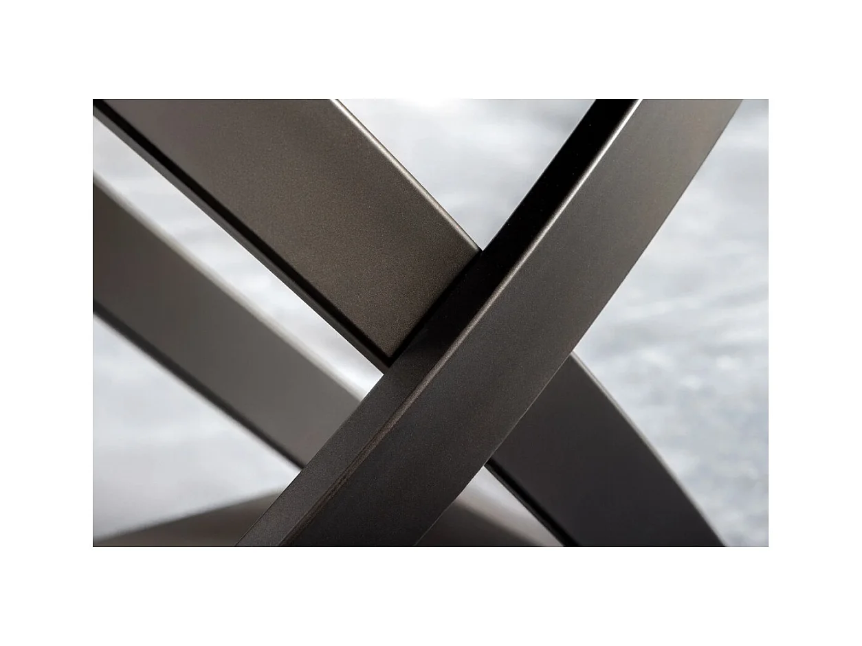 Table ATONIA – Ovale extensible 130 à 190 cm – Plateau céramique effet marbre bronze – Pieds métal – Style moderne