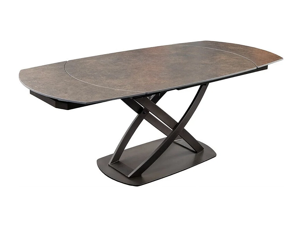 Table ATONIA – Ovale extensible 130 à 190 cm – Plateau céramique effet marbre bronze – Pieds métal – Style moderne