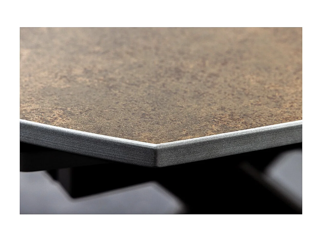 Table ATONIA – Ovale extensible 130 à 190 cm – Plateau céramique effet marbre bronze – Pieds métal – Style moderne