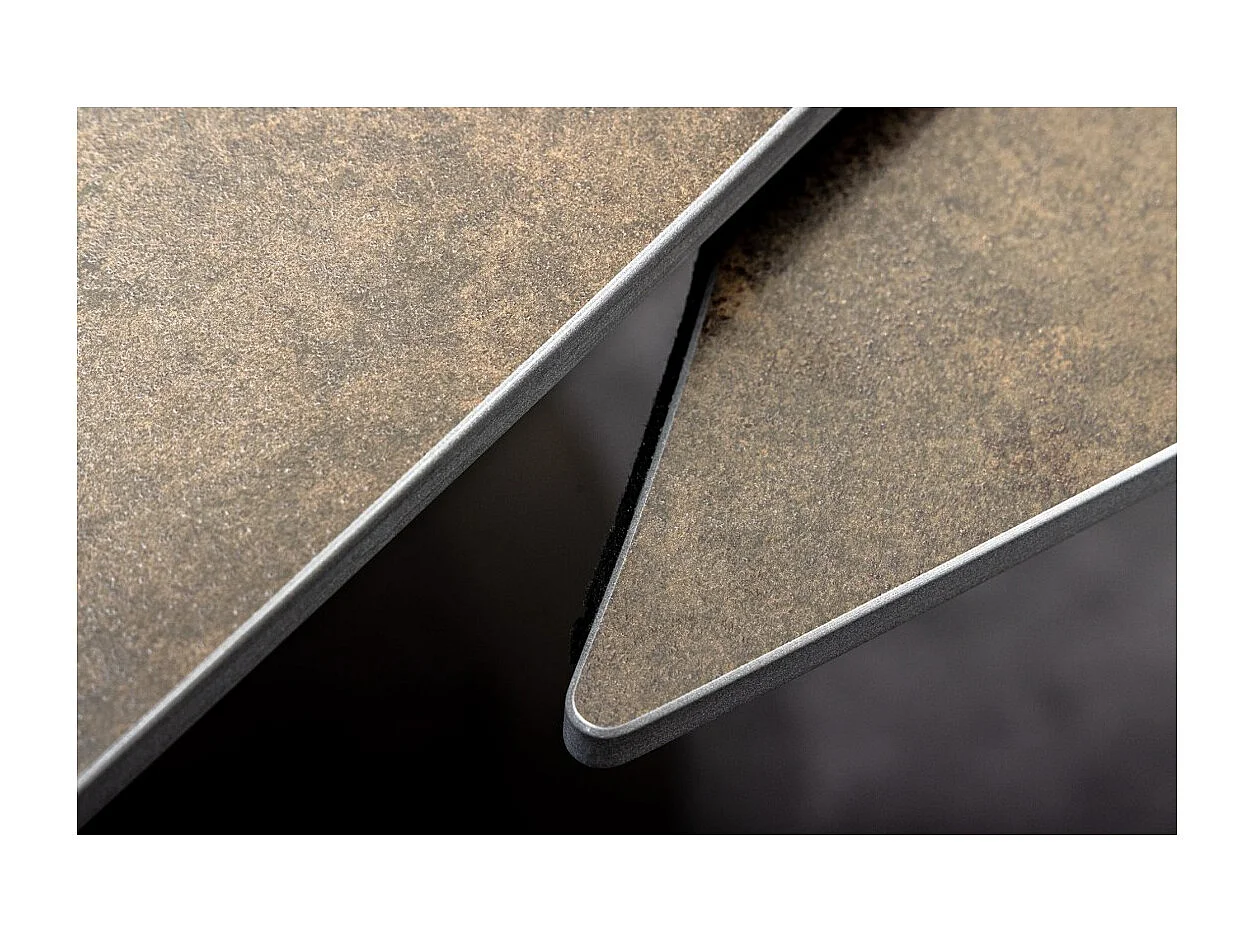 Table ATONIA – Ovale extensible 130 à 190 cm – Plateau céramique effet marbre bronze – Pieds métal – Style moderne