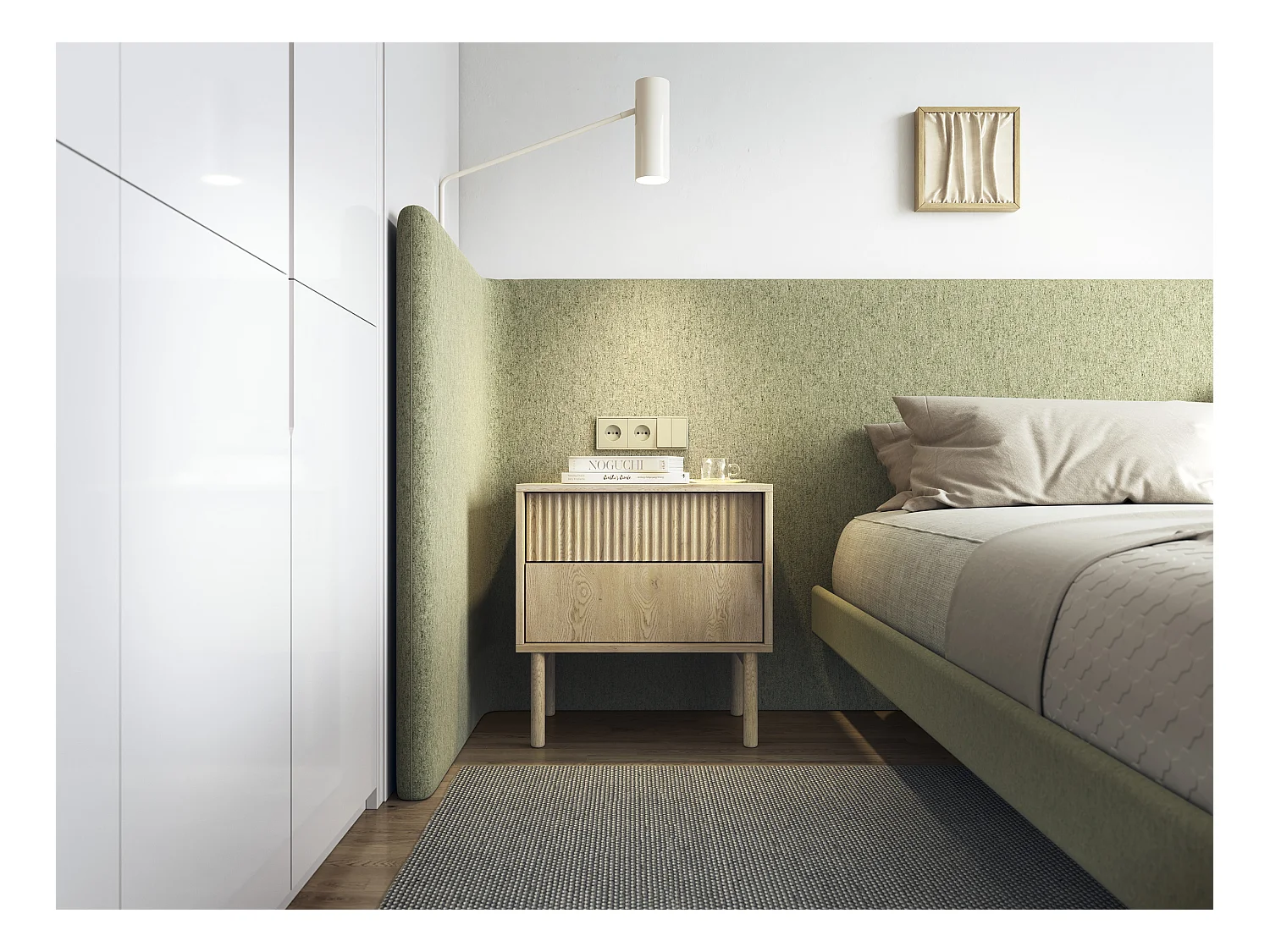 Table de chevet, chêne de Crémone, 53,5 x 55 x 39,5 cm