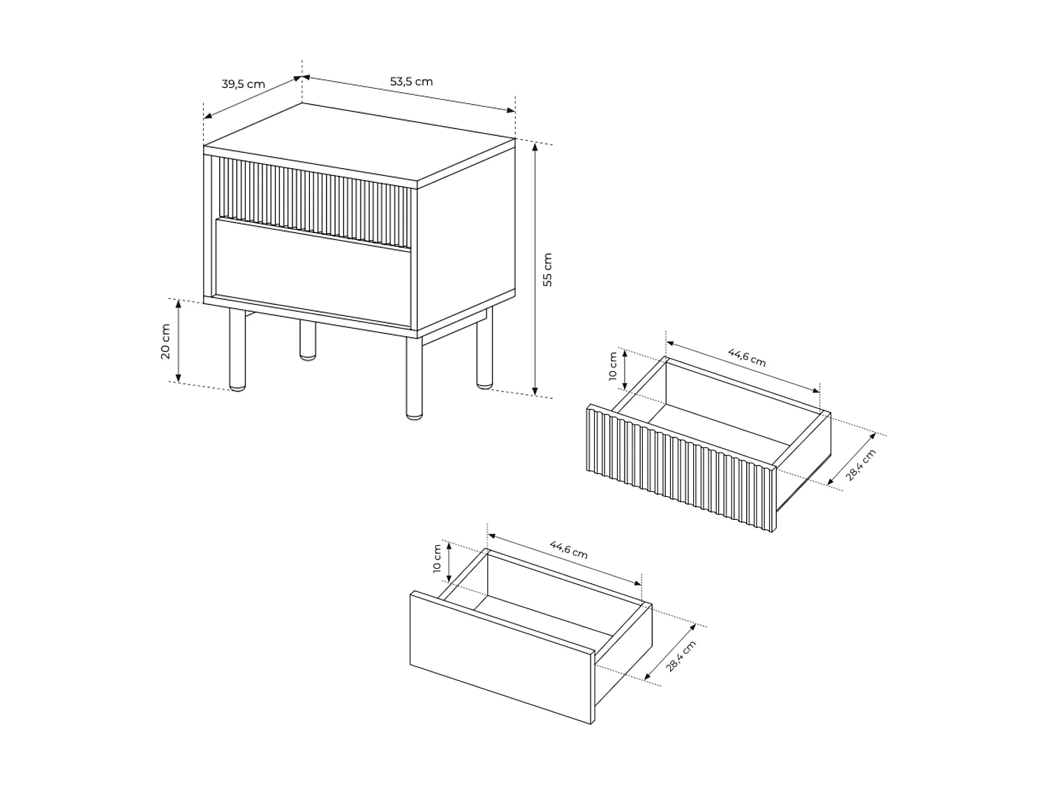Mesa de cabeceira, carvalho Cremona, 53,5 x 55 x 39,5 cm