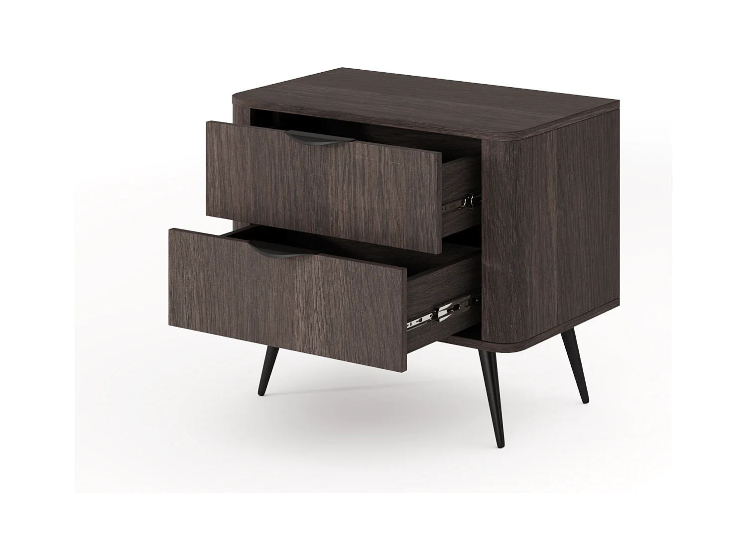 Nachtkastje, Dunin eiken gecombineerd met zwart, 63,2 x 55,3 x 38 cm