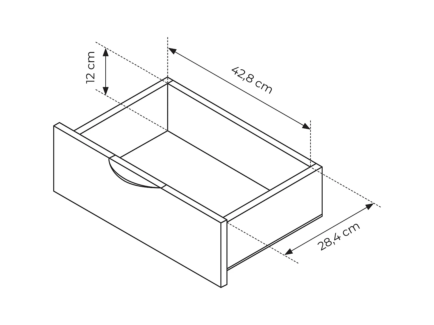 Nachtkastje, Dunin eiken gecombineerd met zwart, 63,2 x 55,3 x 38 cm