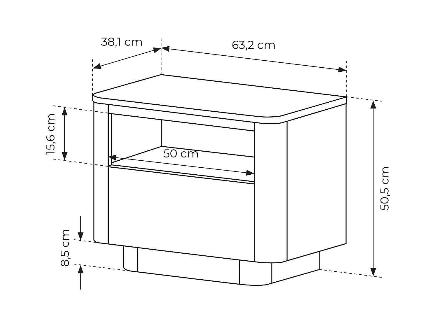 Table de chevet, chêne crémone, 63,2 x 50,5 x 38,1 cm