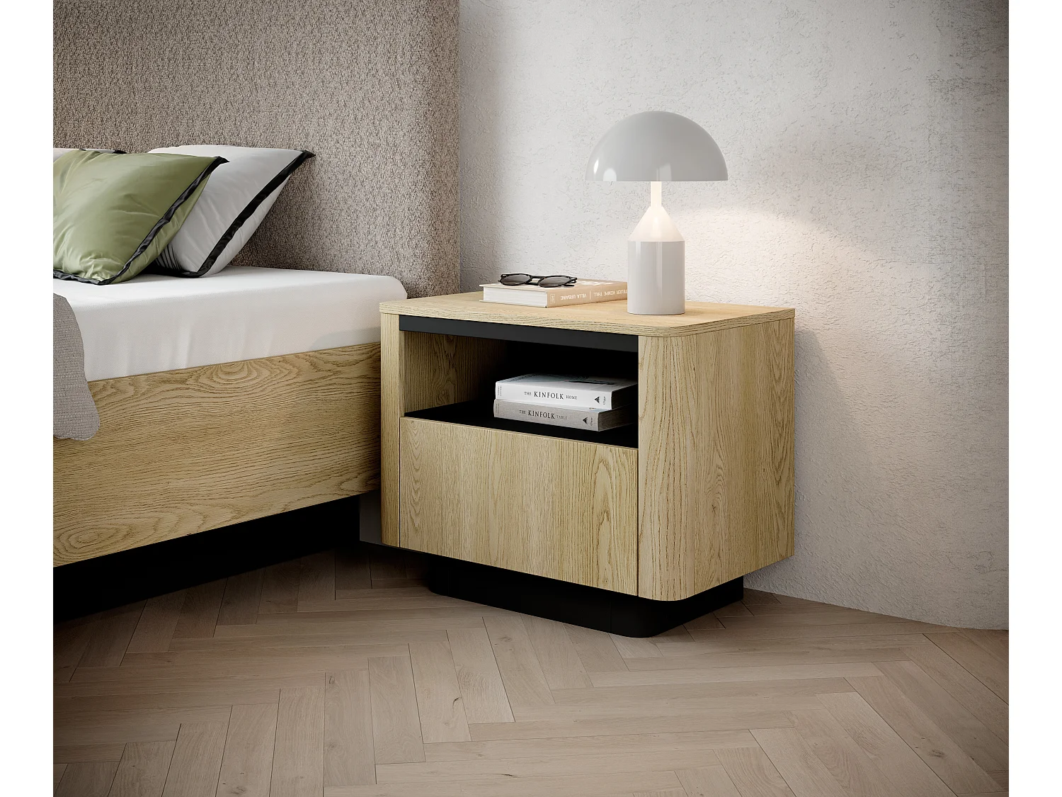 Stolik nocny, dąb cremona, 63,2 x 50,5 x 38,1 cm