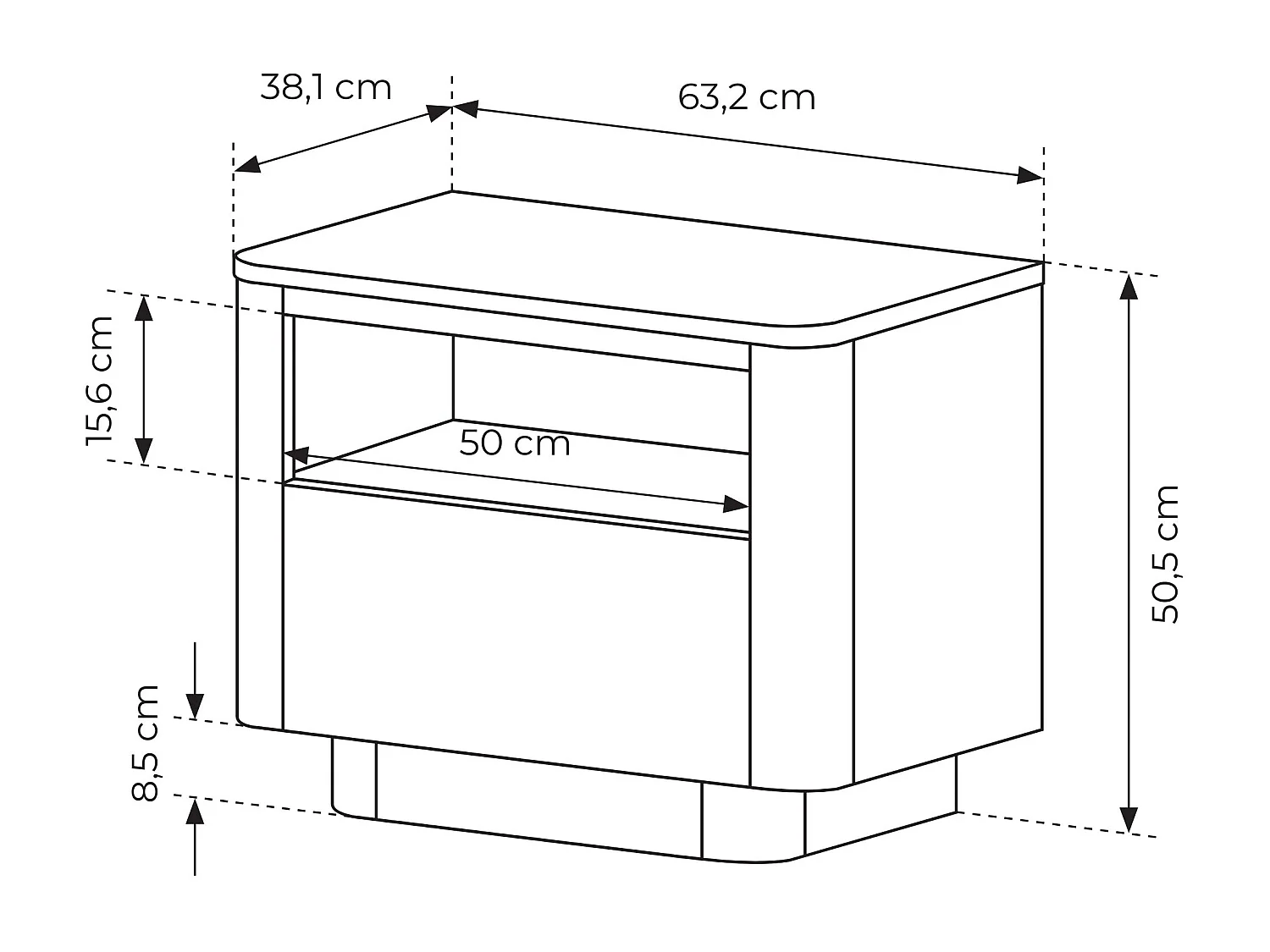 Table de chevet, chêne crémone, 63,2 x 50,5 x 38,1 cm