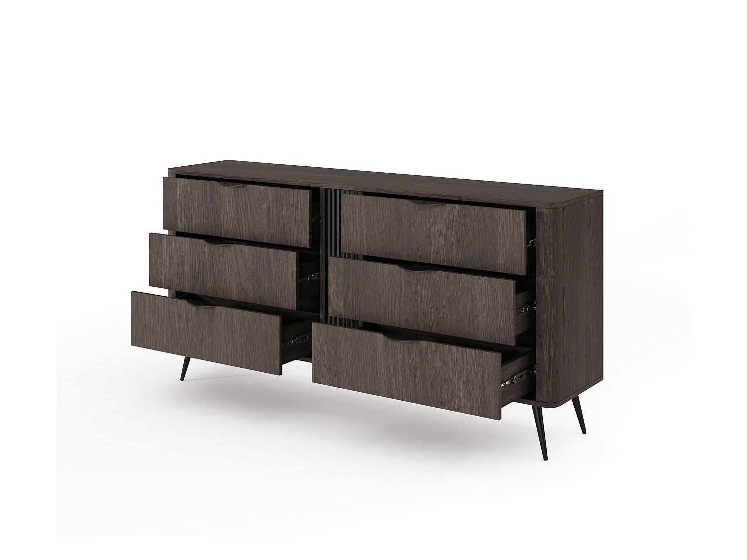 Commode, chêne Dunin combiné avec du noir, 163,2 x 81,2 x 38 cm