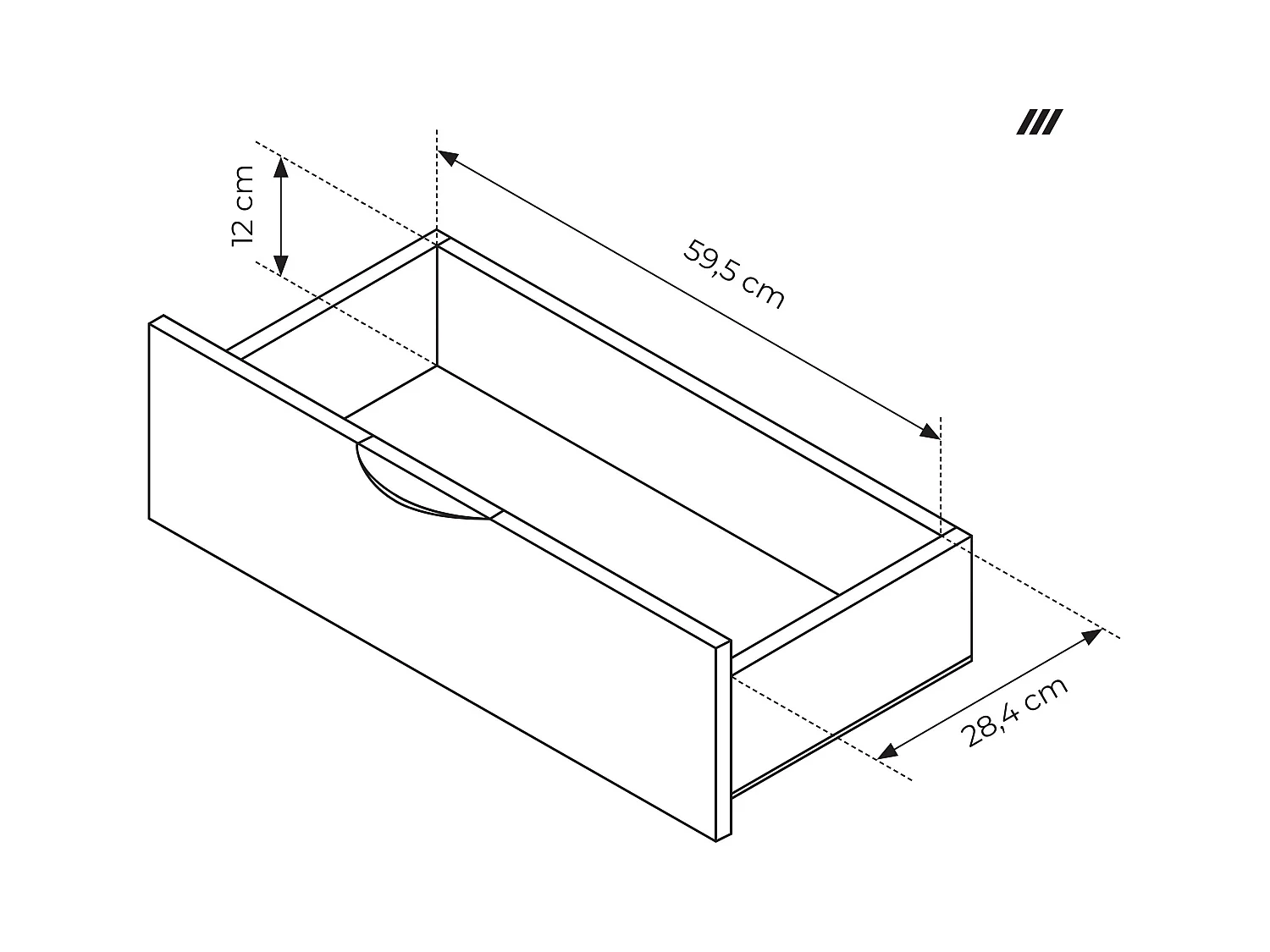 Commode, chêne Dunin combiné avec du noir, 163,2 x 81,2 x 38 cm
