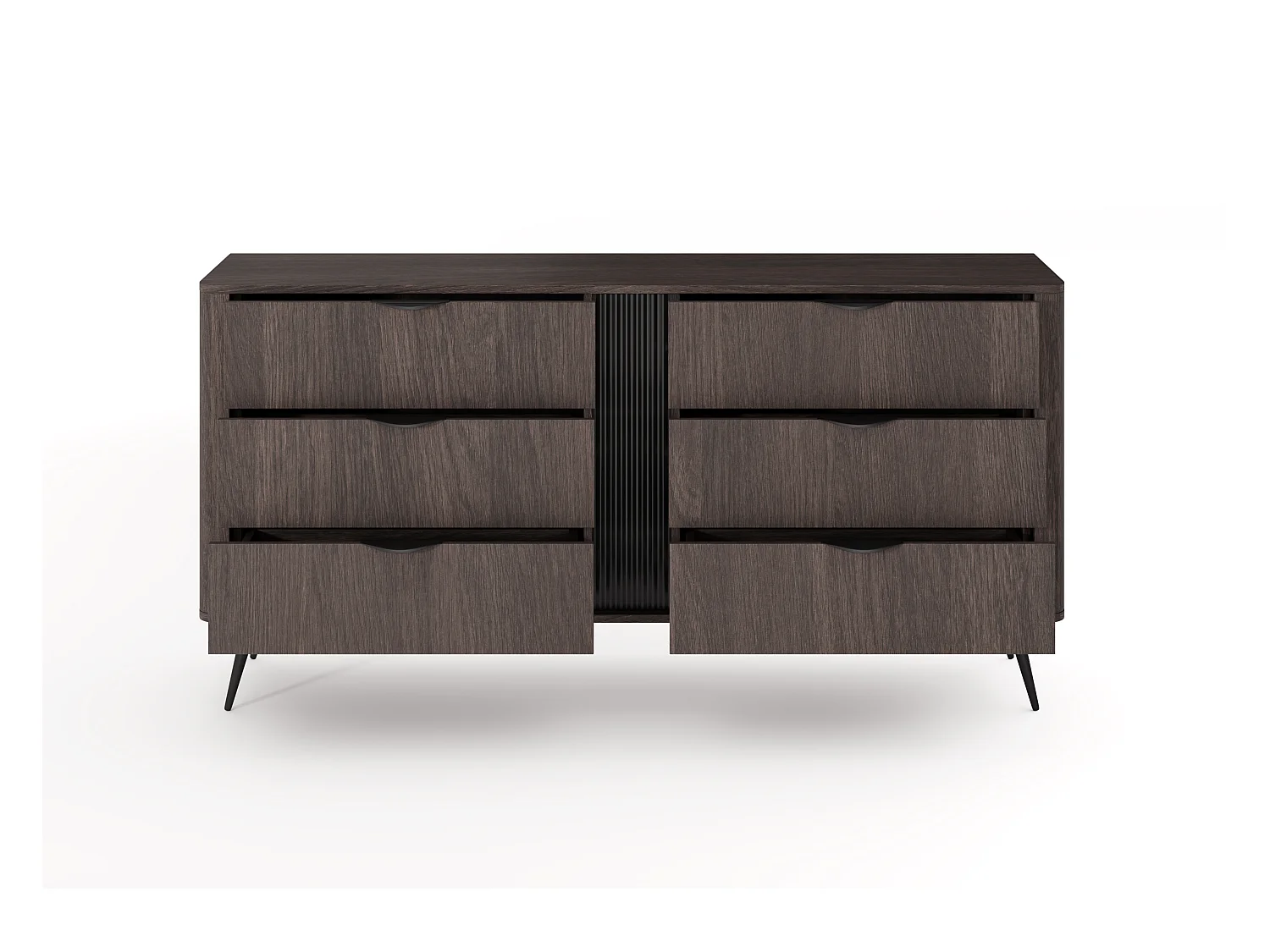 Commode, chêne Dunin combiné avec du noir, 163,2 x 81,2 x 38 cm