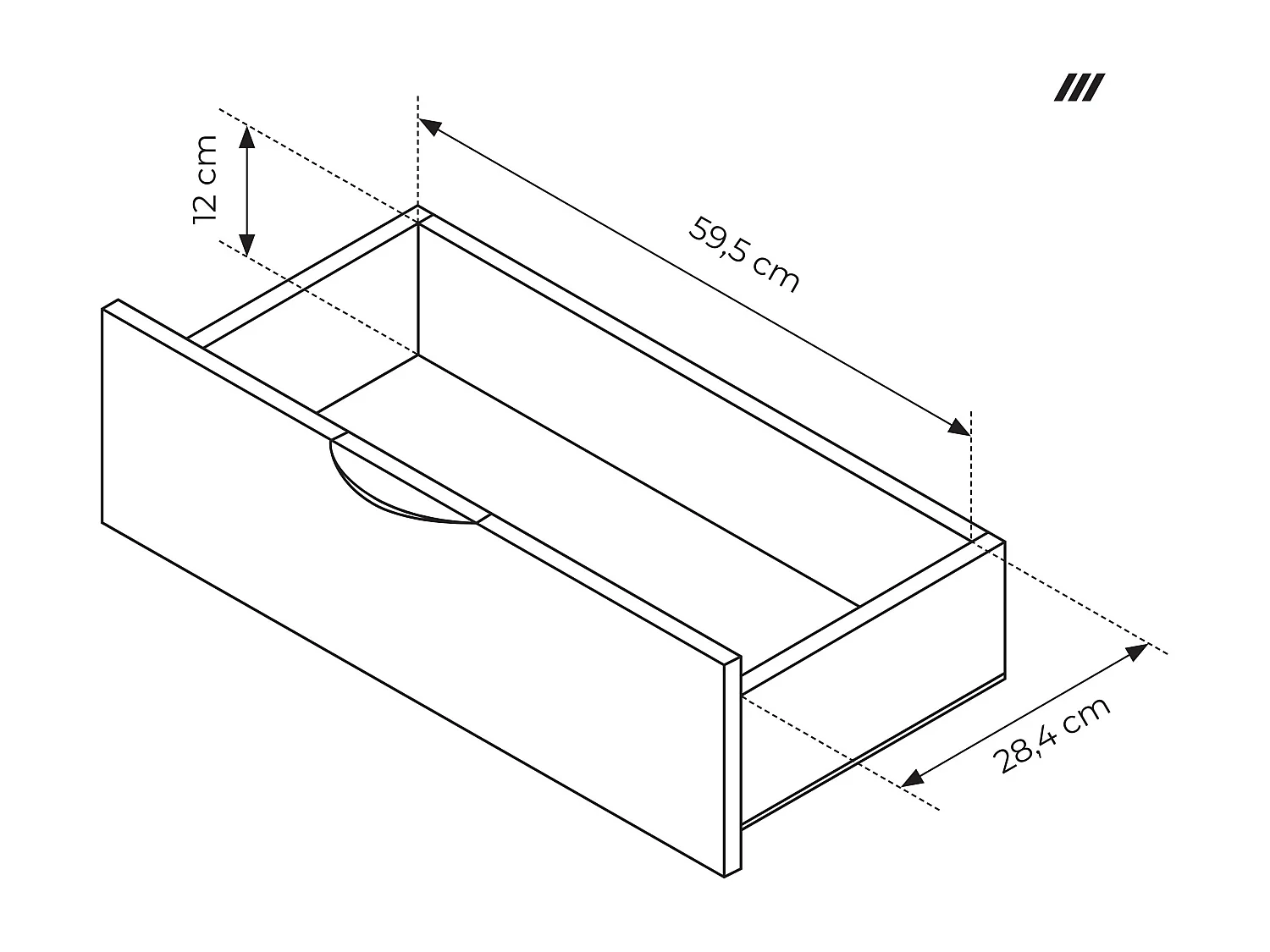 Commode, chêne Dunin combiné avec du noir, 163,2 x 81,2 x 38 cm