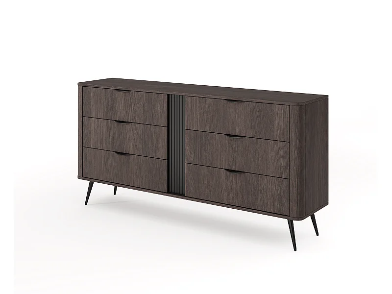 Cómoda, roble Dunin combinado con negro, 163,2 x 81,2 x 38 cm