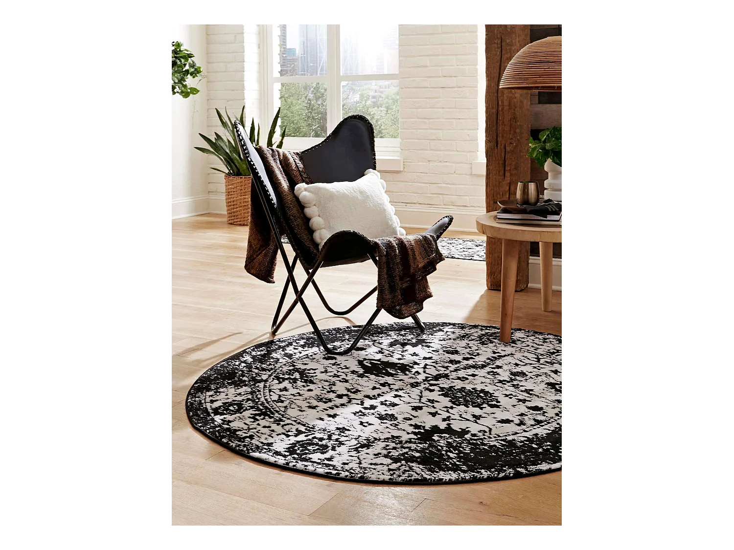 Tapis 160x160 Noir Oregon