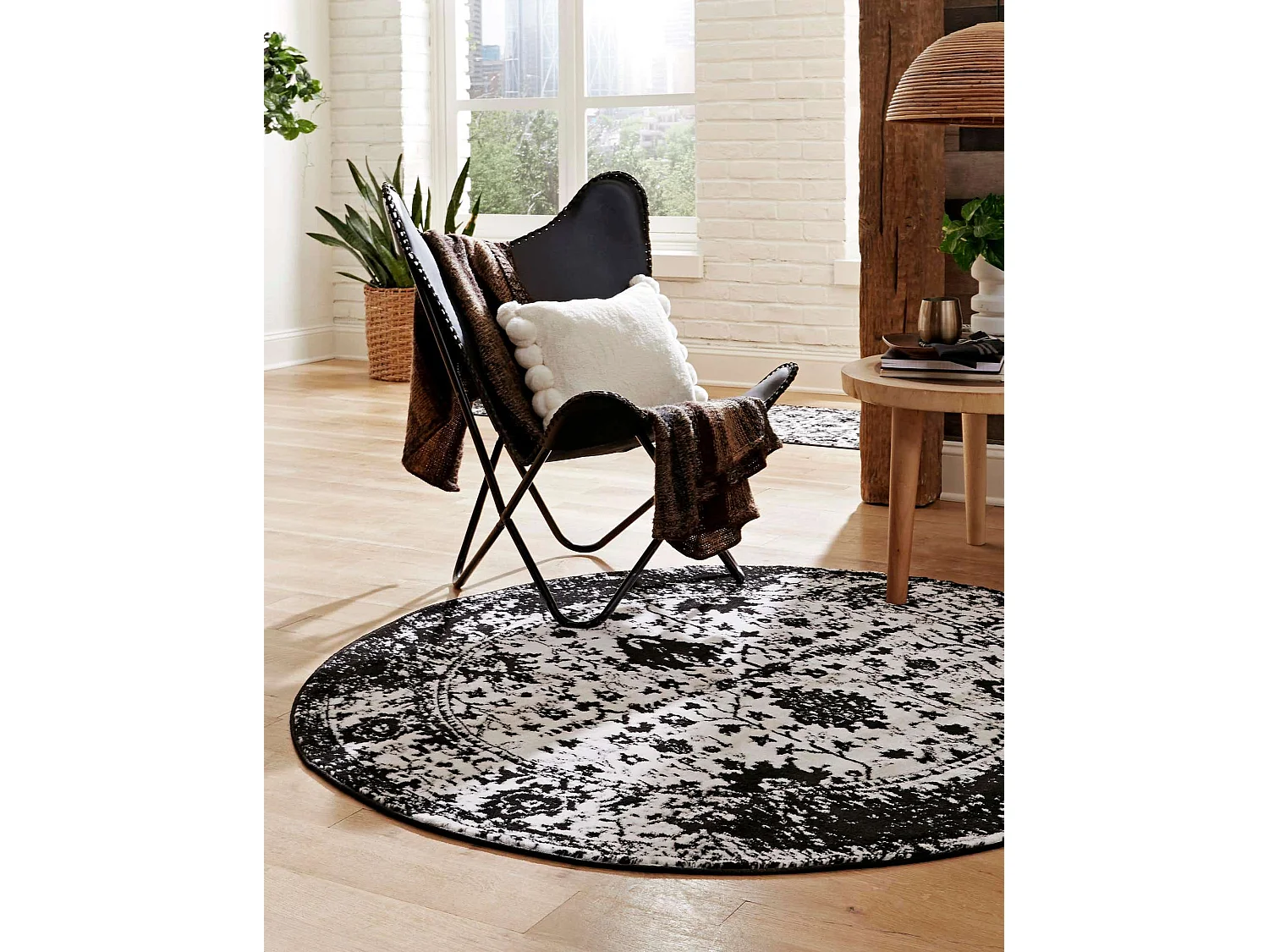 Tapis 160x160 Noir Oregon