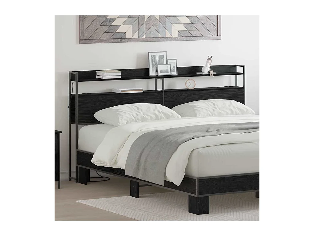 Tête de lit de rangement Chêne noir 200 cm Bois d'ingénierie