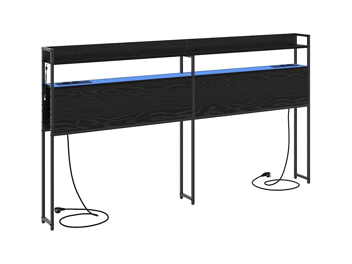 Tête de lit de rangement Chêne noir 200 cm Bois d'ingénierie