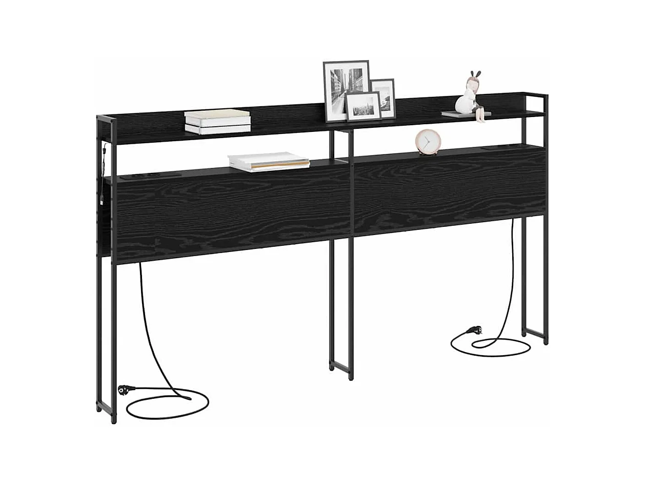 Tête de lit de rangement Chêne noir 200 cm Bois d'ingénierie