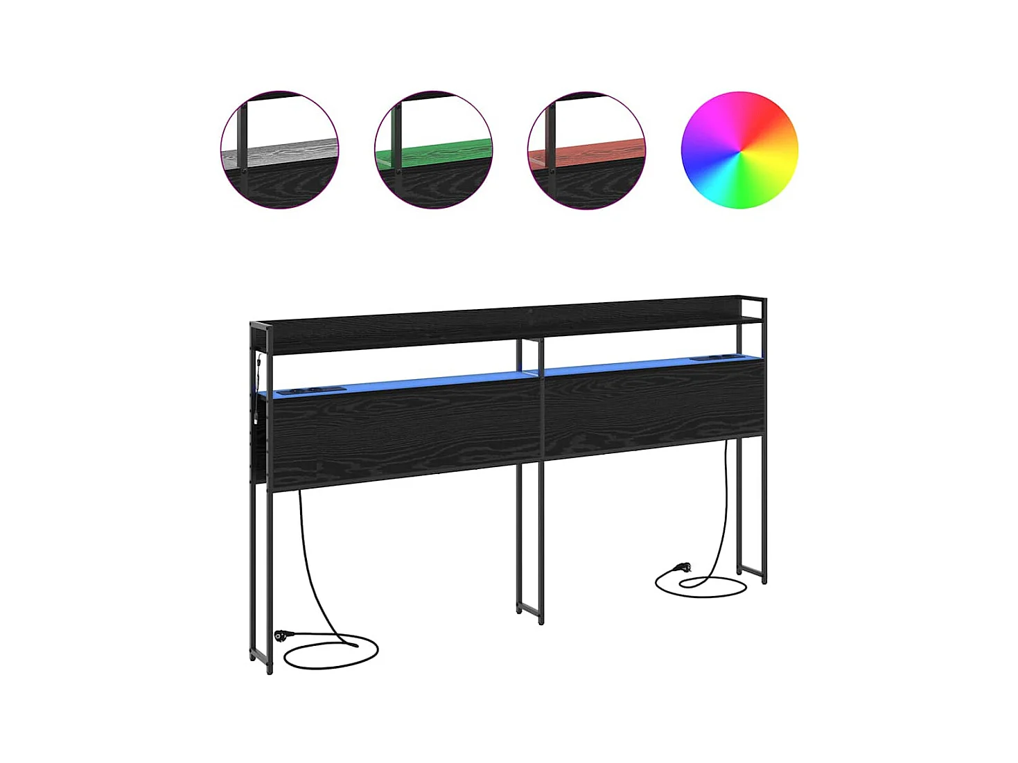 Tête de lit de rangement Chêne noir 200 cm Bois d'ingénierie