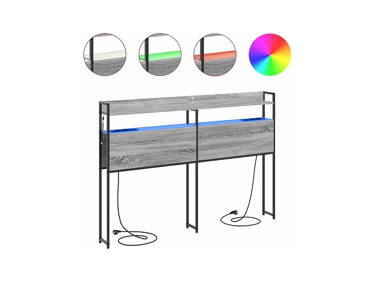 Cabeceira de armazenamento com cabeceira Sonoma cinzento 135 cm