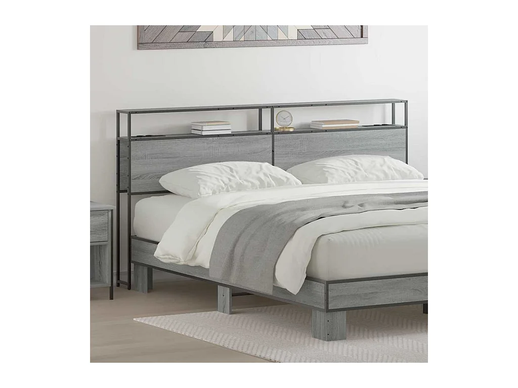 Tête de lit de rangement Sonoma gris 200 cm Bois d'ingénierie