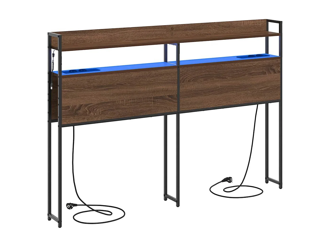 Opberghoofdbord met plank bruin eikenkleur 120 cm Bewerkt hout